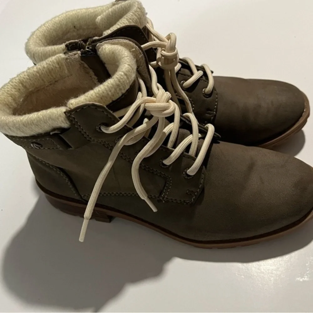 Rugged Brown and Cream Ankle Booties with Cozy Lining